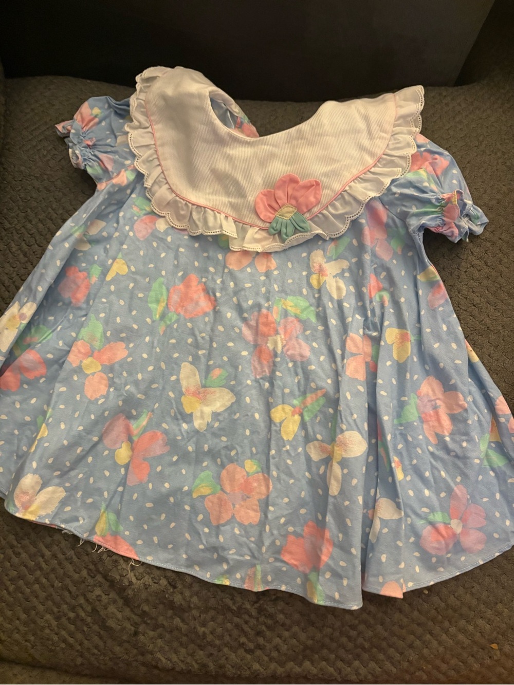Girls Floral Blue Collar dress vintage